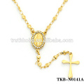 New Arrival 316 Stainless Steel Cube Beads Gold Necklace with Crucifix Cross and San Judas Religious Rosary for Prayer